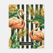Retro Stripes Flamingo Fleece Deken (Voorkant)