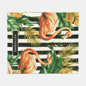 Retro Stripes Flamingo Fleece Deken (Voorkant (Horizontaal))