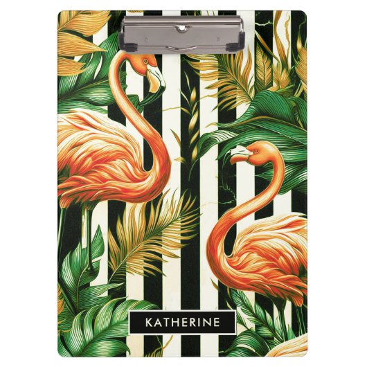 Retro Stripes Flamingo Klembord (Voorkant)