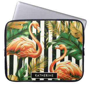  Retro Stripes Flamingo Laptop Sleeve