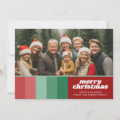 Retro Stripes - Foto - Merry Christmas Line Art Feestdagenkaart (Voorkant)