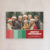 Retro Stripes - Foto - Merry Christmas Line Art Feestdagenkaart