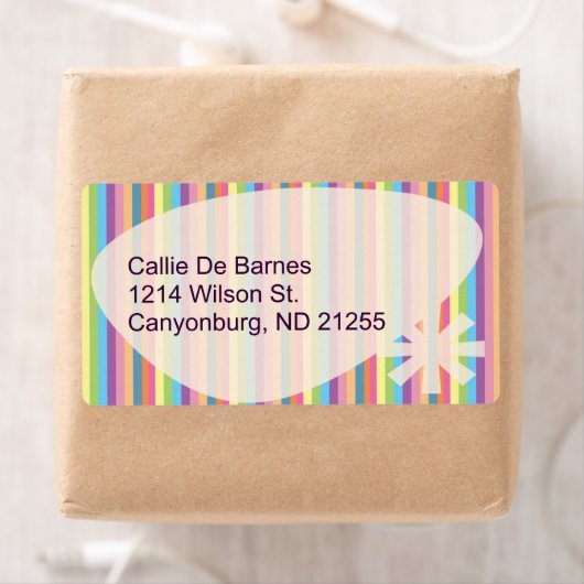 Retro Stripes Fun  kleurrijk patroon Etiket (Insitu)