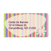 Retro Stripes Fun  kleurrijk patroon Etiket (Voorkant)