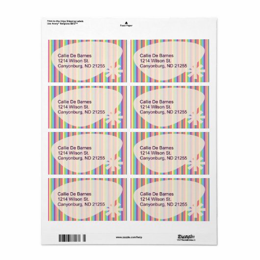 Retro Stripes Fun  kleurrijk patroon Etiket (Full Sheet)