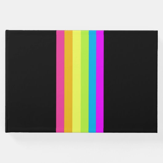 Retro Stripes Gastenboek (Black & Neon Multi) (Voorkant)