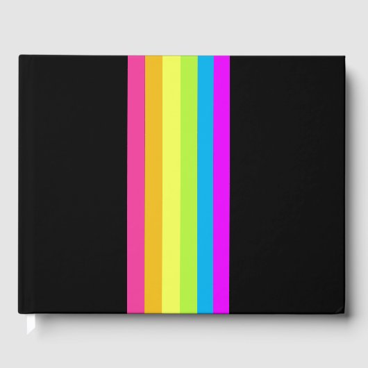 Retro Stripes Gastenboek (Black & Neon Multi) (Voorkant)