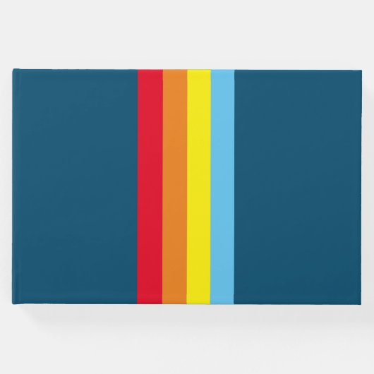 Retro Stripes Gastenboek (Navy Blue Multi) (Voorkant)