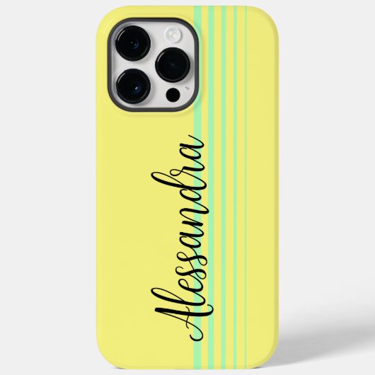 Retro Stripes Geel en blauwgroen Case-Mate iPhone Case (Achterkant)
