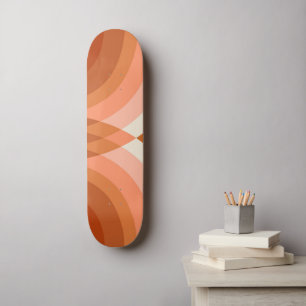 Retro Stripes Geometric Boho 70s Peach & Brown Persoonlijk Skateboard