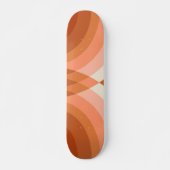 Retro Stripes Geometric Boho 70s Peach & Brown Persoonlijk Skateboard (Voorkant)