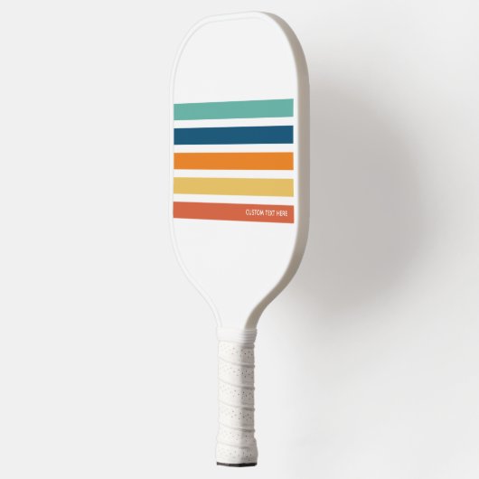 Retro Stripes Gepersonaliseerde Tekst Pickleball Paddle (Links)