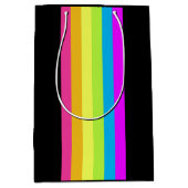 Retro Stripes Geschenktas (Zwart & Neon Multi) Medium Cadeauzakje (Voorkant)