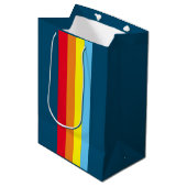 Retro Stripes Gift Bag (Navy Blue Multi) Medium Cadeauzakje (Voorkant Gekanteld)
