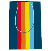 Retro Stripes Gift Bag (Navy Blue Multi) Medium Cadeauzakje (Voorkant)