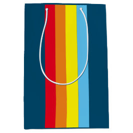 Retro Stripes Gift Bag (Navy Blue Multi) Medium Cadeauzakje