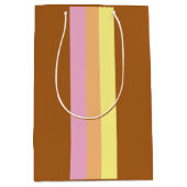 Retro Stripes Gift Bag (Sinaasappel Multi) Medium Cadeauzakje (Voorkant)