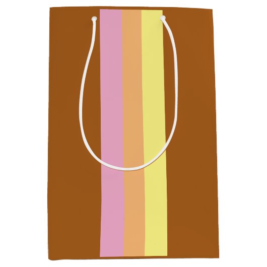 Retro Stripes Gift Bag (Sinaasappel Multi) Medium Cadeauzakje (Voorkant)