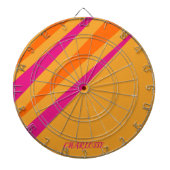 Retro Stripes Girly Monogram Roze Sinaasappel Most Dartbord (Voorkant)