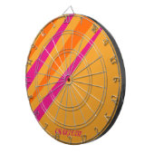Retro Stripes Girly Monogram Roze Sinaasappel Most Dartbord (Voorkant Rechts)
