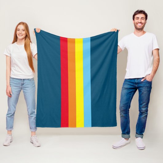 Retro Stripes Gooi Deken (Navy Blue Multi) (In situ)