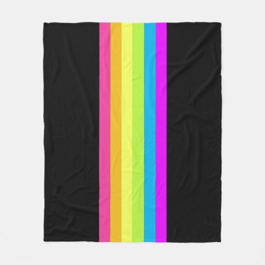 Retro Stripes Gooi Deken (Zwart & Neon Multi) (Voorkant)