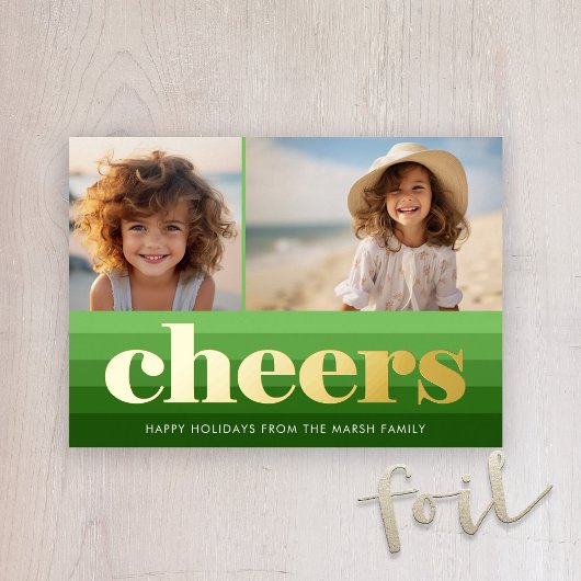 Retro Stripes - Groen gejuich 2 Foto  Vibe Folie Feestdagenkaart
