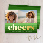 Retro Stripes - Groen gejuich 2 Foto Vibe Folie Feestdagenkaart