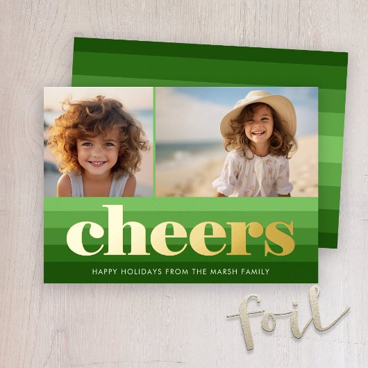 Retro Stripes - Groen gejuich 2 Foto  Vibe Folie Feestdagenkaart