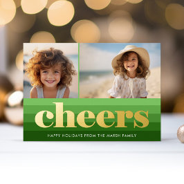 Retro Stripes - Groen gejuich 2 Foto  Vibe Folie Feestdagenkaart