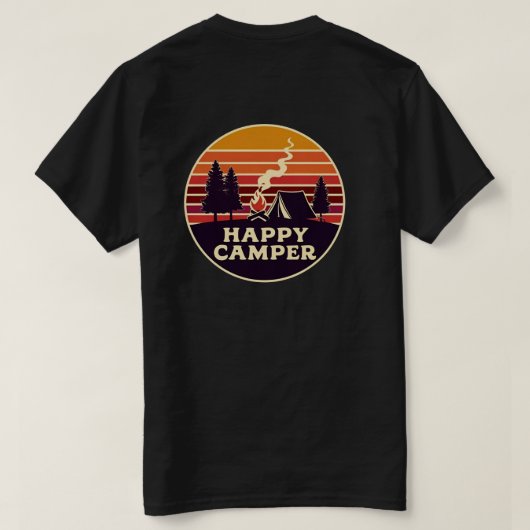 Retro Stripes Happy Camper – Throwback T-shirt (Design achterkant)