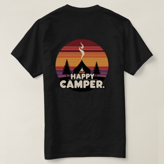 Retro Stripes Happy Camper – vibes T-shirt (Design achterkant)