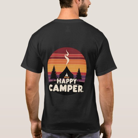 Retro Stripes Happy Camper – vibes T-shirt (Achterkant)