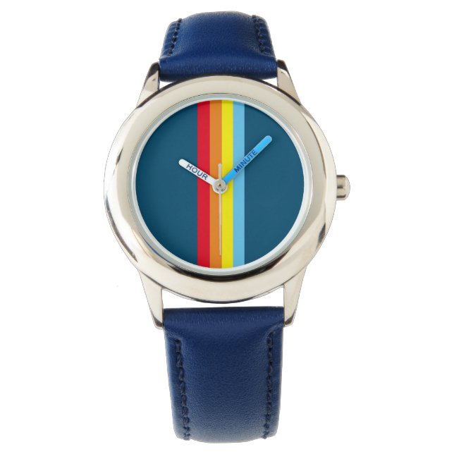 Retro Stripes horloge (Navy Blue Multi) (Voorkant)