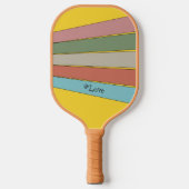 Retro Stripes in pastelkleuren op Geel Pickleball Paddle (Voorkant)