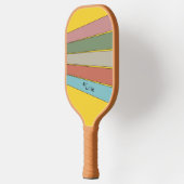 Retro Stripes in pastelkleuren op Geel Pickleball Paddle (Links)