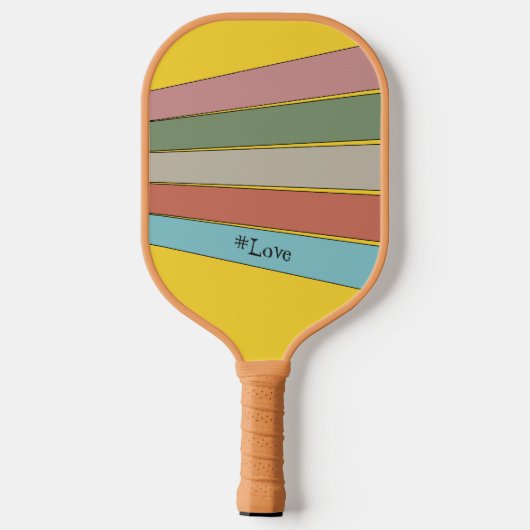 Retro Stripes in pastelkleuren op Geel Pickleball Paddle (Achterkant)