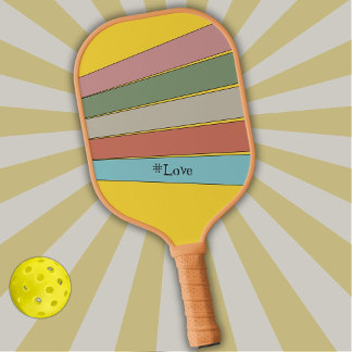 Retro Stripes in pastelkleuren op Geel Pickleball Paddle