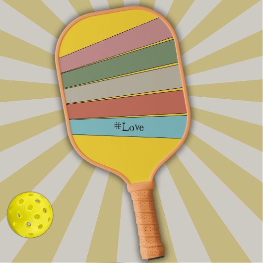 Retro Stripes in pastelkleuren op Geel Pickleball Paddle