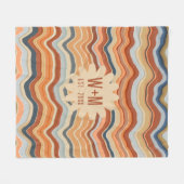 Retro Stripes Initialen Boho Groovy jaren 70 terra Fleece Deken (Voorkant (Horizontaal))