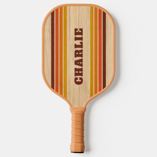 Retro Stripes Jouw naam Leuk Cool Custom Pickleball Paddle (Achterkant)