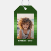 Retro Stripes - Kerstgroen - Eenvoudige foto Cadeaulabel (Voorkant)