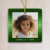 Retro Stripes - Kerstgroen - Eenvoudige foto Keramisch Ornament