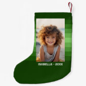 Retro Stripes - Kerstgroen - Eenvoudige foto Kleine Kerstsok (Achterkant)