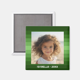 Retro Stripes - Kerstgroen - Eenvoudige foto Magneet