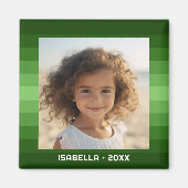 Retro Stripes - Kerstgroen - Eenvoudige foto Magneet (Voorkant)