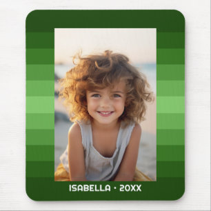 Retro Stripes - Kerstgroen - Eenvoudige foto Muismat