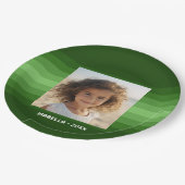 Retro Stripes - Kerstgroen - Eenvoudige foto Papieren Bordje (Gekanteld)