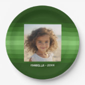 Retro Stripes - Kerstgroen - Eenvoudige foto Papieren Bordje (Voorkant)