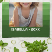 Retro Stripes - Kerstgroen - Eenvoudige foto Theedoek (Gevouwen)